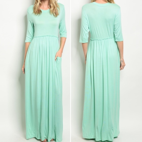 Trend Setter Diva Boutique Item Dresses & Skirts - SCOOP NECK MINT JERSEY MAXI DRESS